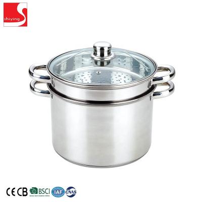 China Sustainable SY-Kitchenware Stainless Steel Steamer Set 24cm 8 Quart Pasta Pot Set for sale