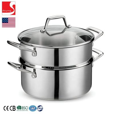 China Sustainable SY-Kitchenware Induction-Ready Impact-Stuck Stainless Steel Steamer Set 5 Quart Induction Gas 18/10 201 for sale