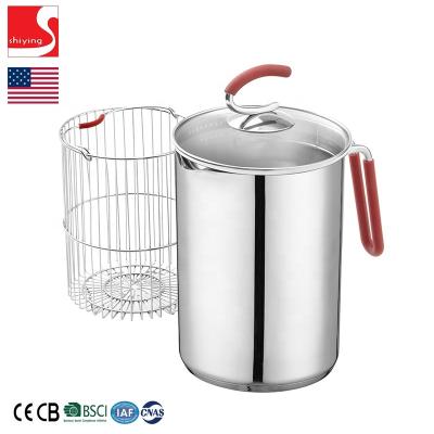 China Viable SY Burner Pot Stianless Steel Steamer Perforated Induction Cookware Pot with Lid Glass Basket and Steamer Sprinkles for sale