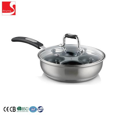 China Amazon Sustainable Hot Sale 20cm Stainless Steel Egg Poacher Cooking Pan With 4pc Non Stick Cups for sale