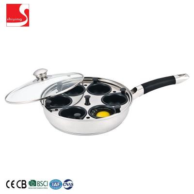 China SY Kitchenware 24cm Metal 6 Hole Egg Roll Pan Stainless Steel Egg Poacher 6 Stick Cups Non for sale