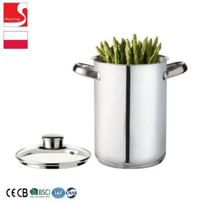 China SY-Kitchenware 18/10 Sustainable Asparagus Pot 16cm Pasta Cooking Pot Basket Stainless Steel Induction Running Gas Poland for sale