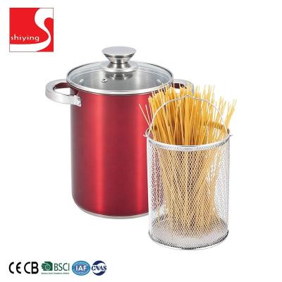 China Sustainable SY-kitchenware stainless steel asparagus pot with perforated basket with glass lid for sale