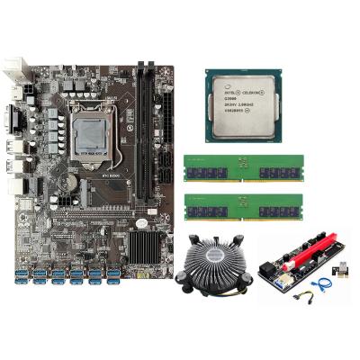 China B250C desktop motherboard 12XPCIE to USB3.0 graphics card with G3900 and 12pcs riser 009S 2*4GB DDR4 RAM for sale