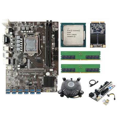 China B250C to USB3.0 12XPCIE Desktop Motherboard with 2*4G RAM G3900CPU and CPU Fans 12PCS 010Plus Riser and 128G MSATA for sale