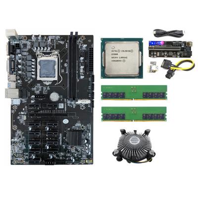 China 12GPU B250 LGA1151 desktop motherboard set ATX with G3900 cpu fans pci-e pcie riser 009 support ssd and ssd M.2 DDR4 RAM and for sale