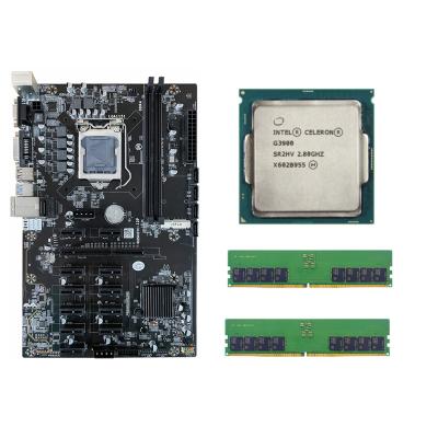 China 12GPU B250 LGA1151 Motherboard Desktop Set With DDR3 RAM And G3900 CPU Support M.2 12PCIE 16X SSD for sale