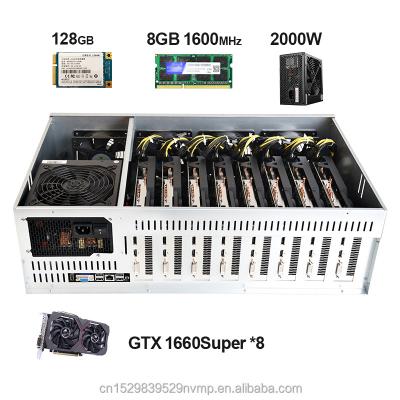 China Version 8 Desktop Rig Machines Motherboard Set With 8*1660Super 6G Quiet Board and DDR3 8GB RAM 128GB MSATA 2000W Quiet Power Supply for sale