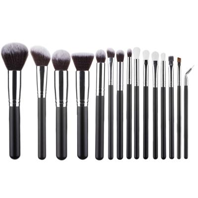 China Angular Blush Hot Sale Professional Makeup Brushes Custom Logo On Wooden Handle 15pcs Makeup Brush Set for sale