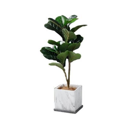 China CLASSIC modern luxury square ceramic plant pots stand marble flower pot with ceramic tray for sale