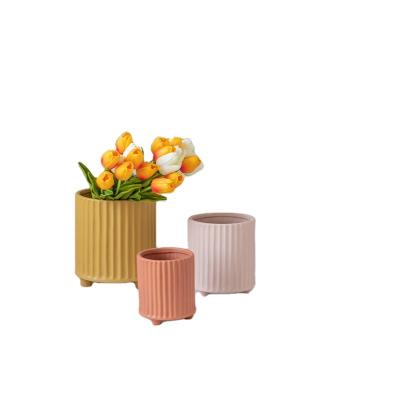 China CLASSIC Colorful Ceramic Plant Flower Pots Planter Ceramic Succulent Pots with Feet for Home Decor for sale