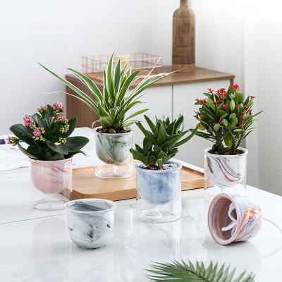 China Wholesale CLASSIC Indoor Exquisite Ceramic Plant Self Watering Flower Pots For Succulent Plants for sale