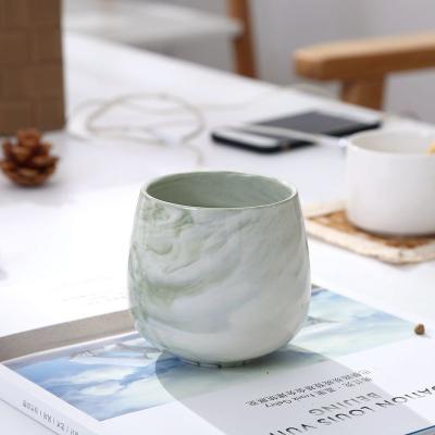 China Wholesale CLASSIC Hot Selling Small Indoor Ceramic Marble Flower Pot Succulent Pot For Home Decor for sale