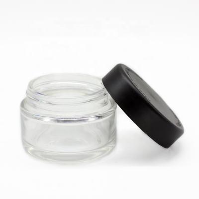 China Free Sample Packing Clear 1oz 2oz 3oz 4oz CBD Oil Straight Sided Glass Jar With Kid Resist Cap For Cosmetic for sale