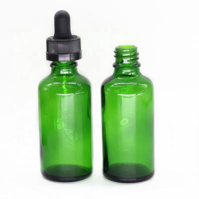 China Personal Care Personal Care Using 18mm Neck Finish Green Euro Glass Dropper Bottles For Essential Oil for sale