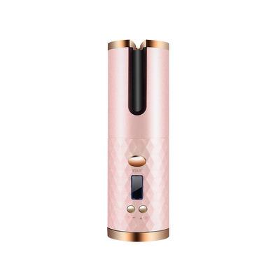 China Electric LCD Hair Curler Pink Ladies Wireless Charging Anti-scald Tourmaline LCD Ceramic Hair Curler for sale