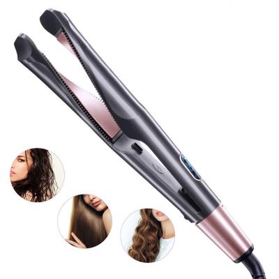 China Safety Mode LCD Display Tourmaline Spiral Hair Straightener Wet And Dry Ceramic Curler for sale