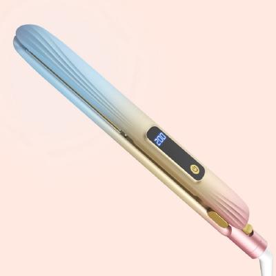 China New 2022 Stylish Hair Straightener Gradient Color LCD Digital Display USB Hair Straightener Charging Portable Radio for sale