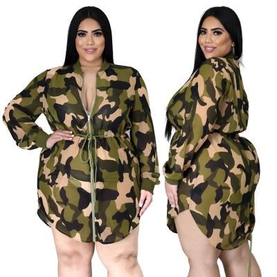 China 2021 Autumn Breathable Dresses Women Clothinng Camouflage Plus Size L-4XL Printing Dress Autumn Fashion Women Dresses for sale