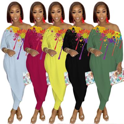 China Viable Viable Plus Size XL-4XL 2 Piece Panties Set For Fat Women Clothing Splash Printing Plus Size Pants Drops Two Piece Clothing for sale