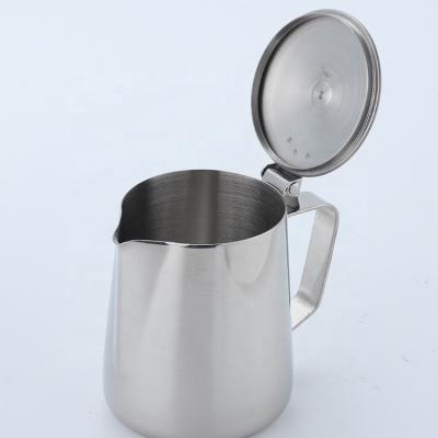 China WITH LID 600ml 350ml coffee milk pouring jug with cup lid stainless steel coffee milk jug for sale