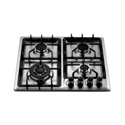 China Hotel Stainless Steel Flat Top 4 Burners Gas Stove Hob , Cast Iron Pan Backs Italian Corner Gas Hob for sale