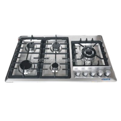 China 2022 Hot Selling Popular Household Stainless Steel 5 Burner Gas Hob With Sabaf Burner Te koop