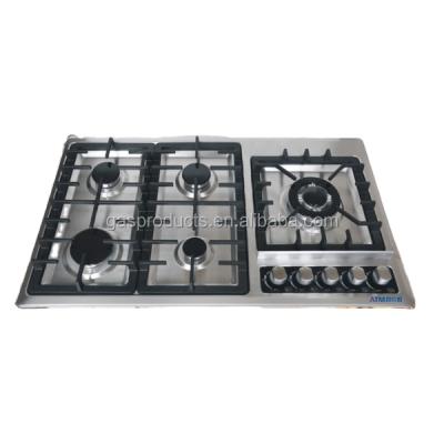 China Garage Stainless Steel 5 Burner Gas Hob for sale