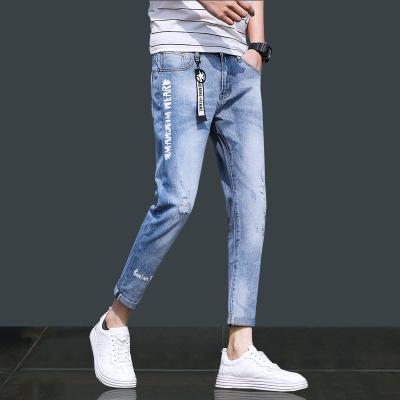 China Summer Slim Men's Fashion Breathable Pants Slim Feet Men's Korean Casual Jeans Pants Slim Fit Blue Cowboy Denim Jeans Man Streetwear for sale