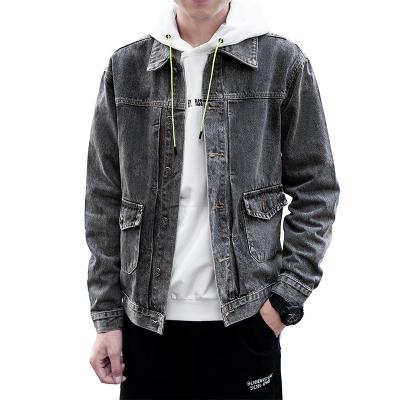 China Korean Men's New Gray Models Slim Hip Hop Streetwear Male Handsome Casual Coat Denim Jacket Jean Jackets Autumn 2021 Breathable for sale