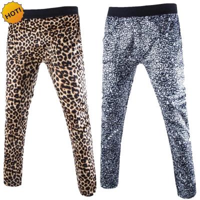 China Anti-pilling Fashion 2021 Winter Slim Fit Men's Leopard Grain Stretch Casual Joggers Men Shear Hip Hop Pencil Pants Gold/Silver Pants for sale