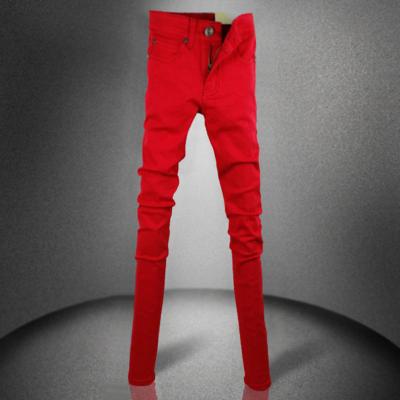 China Anti-pilling spring autumn 2021 fashion new Korean fashionable female red stretch pants jeans slim skinny pencil pants female feet jeans for sale