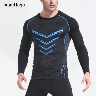 China Quick-Drying Muscle Compression Stretch Sportswear Logo Pro Fitness Breathable Custom Running Tights Sports Clothes Men's Long Sleeve T-Shirt for sale