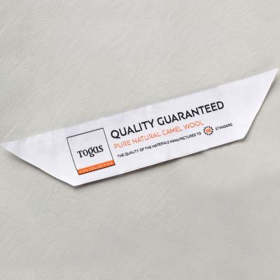 China Sustainable Fashion Customized Mattress High Quality Brand Woven Label Oblique Label White Garment Label Manufacturer for sale