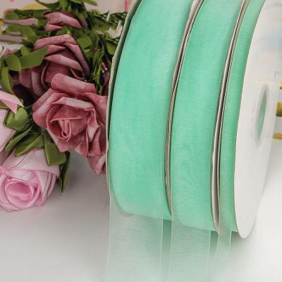 China 2cm Viable Wholesale Polyester Transparent Snow Chat Silk Gift Wrapping Fresh Flowers Bow Hair Bow Personalized Ribbon for sale