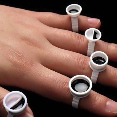 China Factory Fashion Disposable Eyelash Extension Glue Rings Extension False Eyelash Tattoo Dye Holder Makeup Tool False Eyelash Adhesive Device Tool for sale