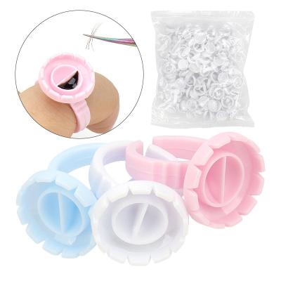 China Fashion Factory OEM Disposable Eyelash Glue Rings Tattoo Dye Holder Easy To Make Volume Fans Eyelash Extension Tool for sale