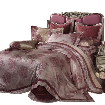 China Custom Design Fashion Anti-static Hot Selling Silk Jacquard 4 Pcs Luxury Bedding Sets for sale