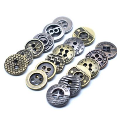 China Factory Wholesale New Arrival Luxury Washable Fancy Buttons For Shirts Logo 4 Holes Custom Zinc Alloy Metal Sewing Buttons For Clothing for sale