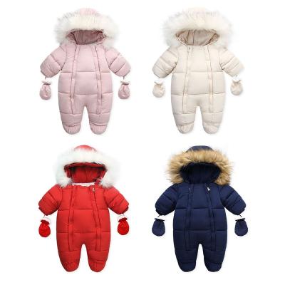 China Children anti-shrink fur collar romper romper thickening overalls warm spot baby manufacturers winter baby coat wholesale for sale