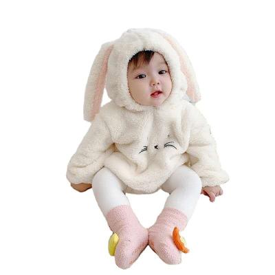 China CInfant anti-shrink fall and winter plus velvet thickened romper plush one-piece triangle pull out cute romper rabbit jumpsuit for sale