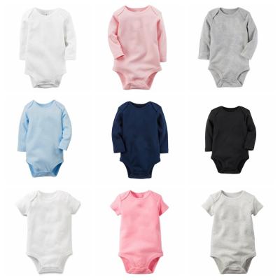 China Cotton 100% 2022 wholesale solid long sleeve romper baby cotton newborn baby clothes for sale