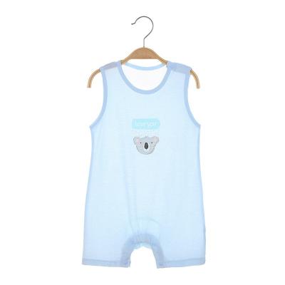 China Breathable Bamboo Fiber Baby Romper Solid Color Short Sleeve Design Baby Jumpsuit Unisex Summer for sale