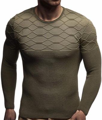 China Anti-pilling Men's Round Neck Sweater Sweater Rhombus Stretch Knit Thin Line Sweater Sweater Bottoming Shirt for sale