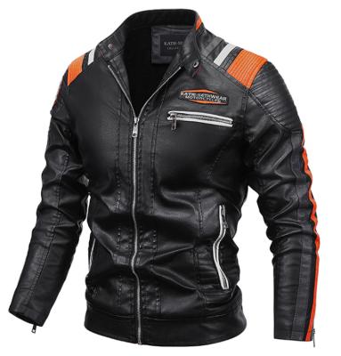 China Locomotive jacket men's leather jacket 2021 new breathable coat men's PU plus cashmere leather jacket for sale