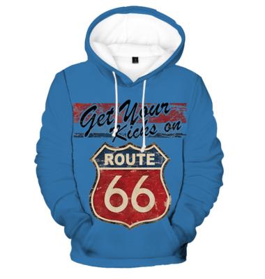 China Route 66 Hooded Personality Anti-shrink New Men's 3D Sweatshirt Digital Printing Creative Hoodie for sale