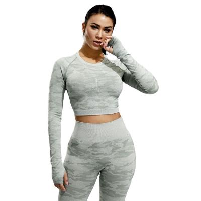 China Breathable Gym Wear Women Yoga Patchwork Top Seamless Crop Work Top Fitness Clothing for sale