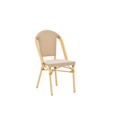 China Armless Modern Manual Stacking Shape Design Rattan Restaurant Cafe Chair Outdoor Restaurant Wicker Chair for sale