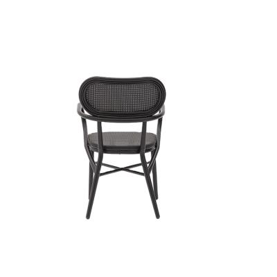 China Modern Antirust French Outdoor Aluminum Rattan Wicker Chair Cafe Chair Outdoor Dining Aluminum Wicker Chair for sale