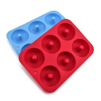 China Sustainable Supply Silicone Donut Mold 6 Even Donut Making Mold DIY Tool For Baking Round Cake Mold for sale